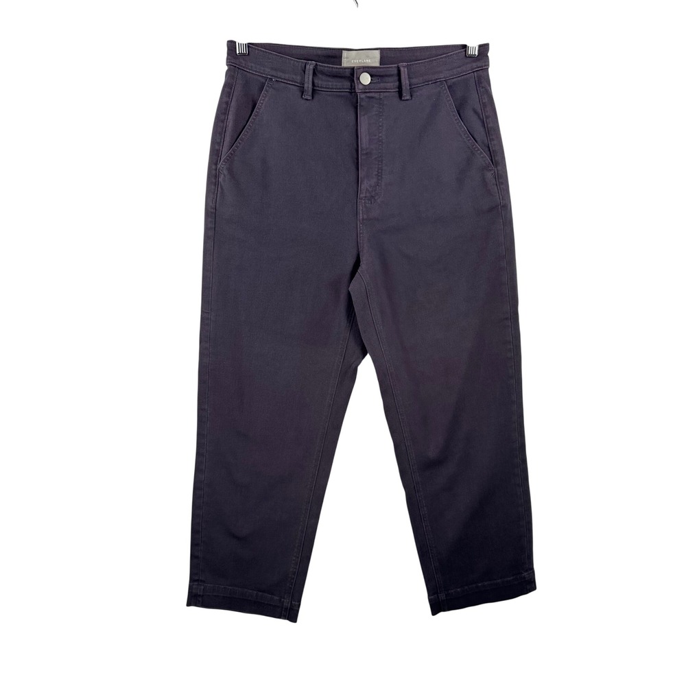 Everlane Straight Leg crop Pants sz 14 Dark Purple High Rise 90s utility money